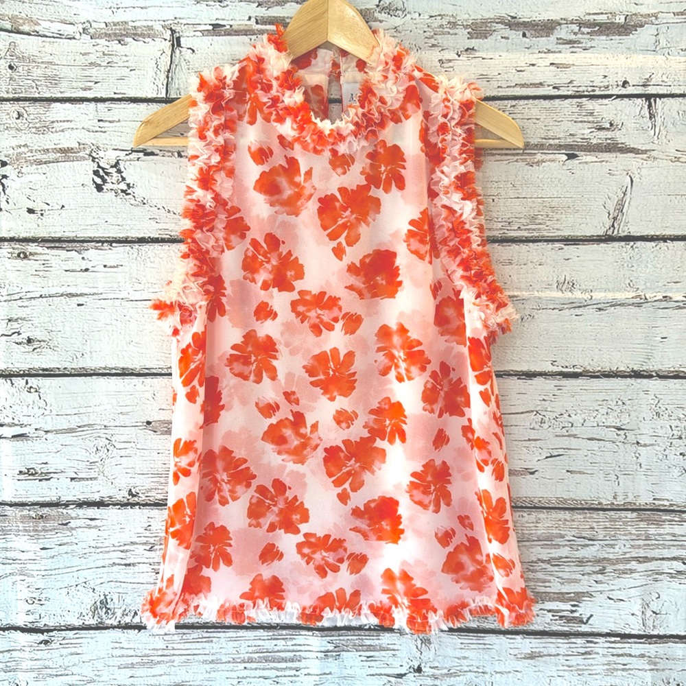 Misa Los Angeles Sleeveless Top with Ruffle Trim, Size Small
